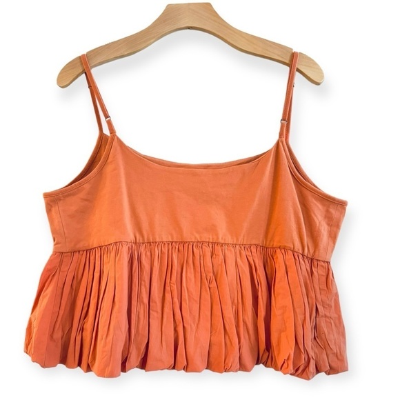 ANTHROPOLOGIE Maeve Ruffled Bubble Hem Cropped Tank Top Peach Size XL NEW - Picture 3 of 6
